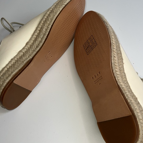 🥿NWT FEIT WOMENS ESPADRILLE TIE UP SHOES HAND SEWN IN COURT WHITE SIZE 40 - Picture 12 of 13